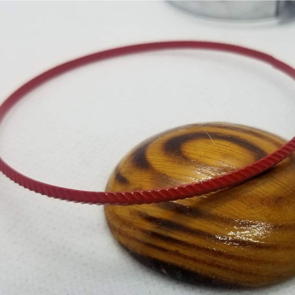 Red enamel metal bracelet bangle minimalist jewelry simplistic styled